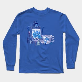 Victorian Coffee (Delft Blue Edition) Long Sleeve T-Shirt